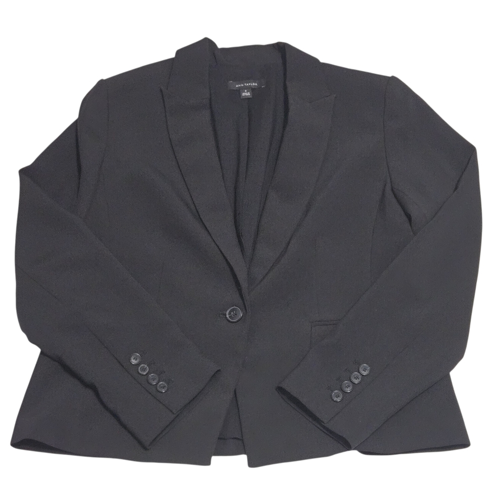 ANN TAYLOR Single Button Black Blazer Women US 8 - Picture 10 of 12